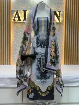 Zam Zam Floral Panel Striped Neck - image 1