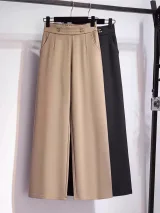 Stylish Tailored Trousers - Ivory Cream & Camel - image 2