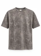 Men's Leaf Print Jacquard T-Shirt - Style 2667 - ছবি 3