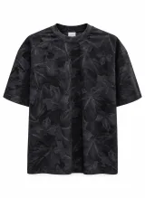 Men's Leaf Print Short Sleeve T-Shirt - Style 2669 - ছবি 3