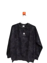 Men's Black Leaf Print Crewneck Sweatshirt - image 2