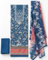 Zam Zam Blue White Botanical Striped - image 1