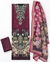 Zam Zam Maroon Green Embroidery Panel - ছবি 1