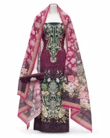 Zam Zam Maroon Green Embroidery Panel - ছবি 2