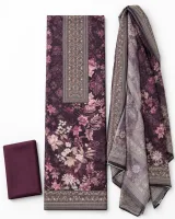 Zam Zam Plum Floral Geometric Neck - ছবি 1