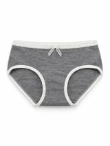 Women's Melange Mid-Rise Briefs with Dotted Waist and Lace Bow - Style 5141 - image 1