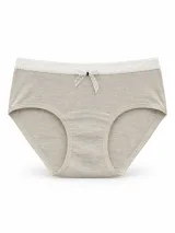 Women's Melange Mid-Rise Briefs with Dotted Waist and Lace Bow - Style 5141 - image 2