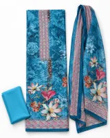 Zam Zam Teal Chevron Lily Border - ছবি 1