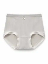 Women's Bow-Detail Ribbed High-Waist Briefs - Style 6621 - ছবি 5