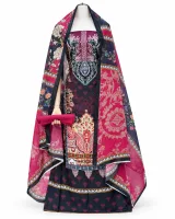 Zam Zam Dark Pink Navy Ornate Paisley - ছবি 2