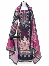 Zam Zam Magenta Plum Damask Navy - ছবি 2