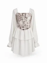 Corset Lace-Up Tiered Mini Dress - ছবি 2