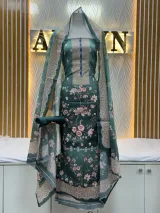 Zam Zam Teal Floral Scallop Dupatta - image 2