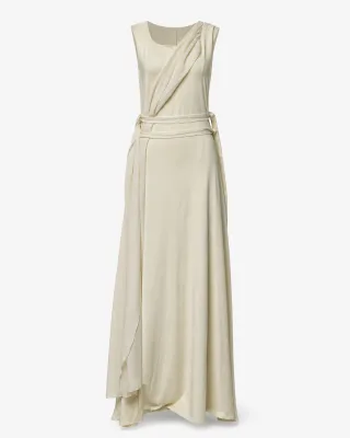 Draped Wrap Satin Gown