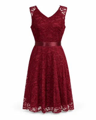 Lace Bow Belt Midi Dress