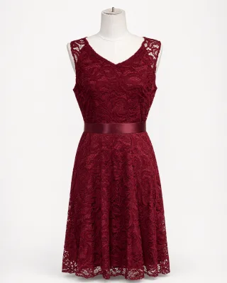 Lace Bow Belt Midi Dress