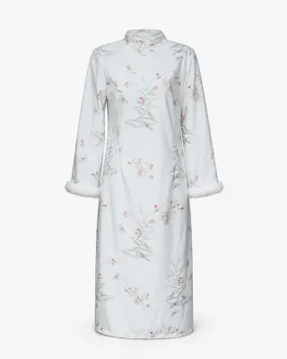 Cheongsam Fur Cuff Dress