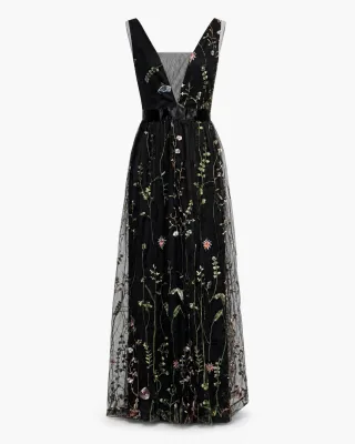 Floral Embroidered Tulle Gown