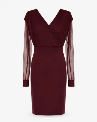 Glitter Tulle Wrap Mini Dress