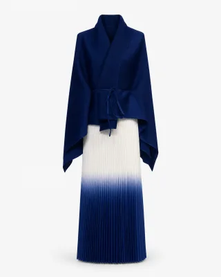 Wrap Top Ombre Pleated Skirt Set