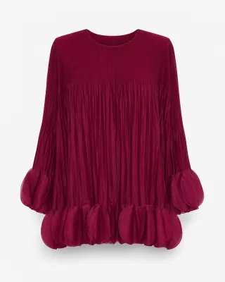 Pleated Petal Ruffle Top