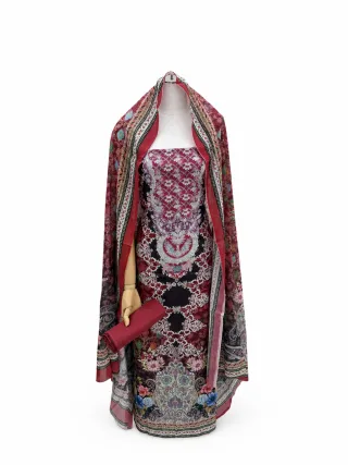 Zam Zam Crimson Damask Lace