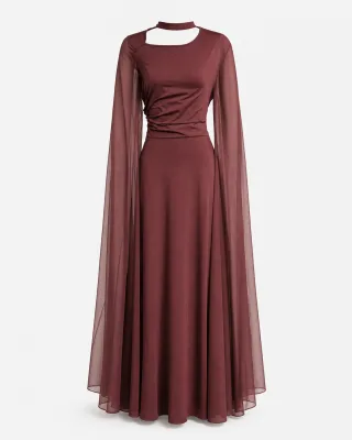 Cape Sleeve Choker Maxi Gown