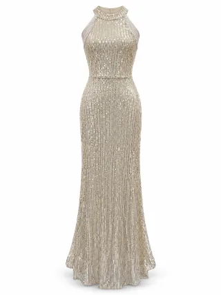 Halter Sequin Bodycon Gown
