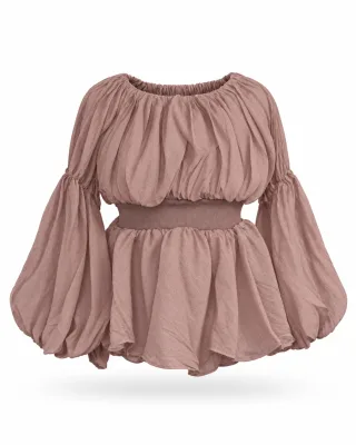 Puff Sleeve Crop Peplum Skirt Set