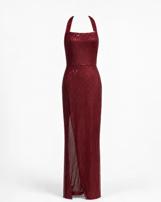 Halter Sequin Bodycon Gown