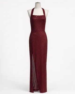 Halter Sequin Bodycon Gown