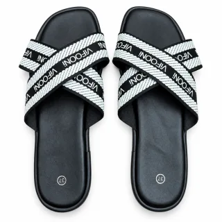 Cross-Strap Slide Sandals