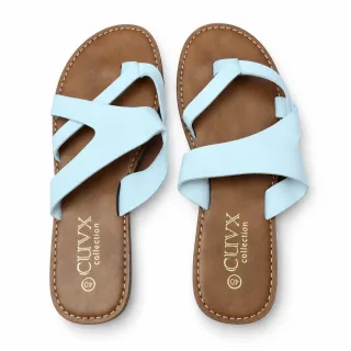 Asymmetric Strap Flat Slide Sandals