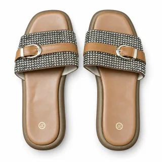 Rhinestone Double-Band Buckle Slides