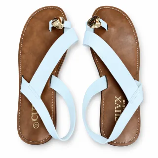 Slim-Strap Ankle-Buckle Flat Sandals