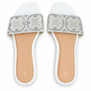 Scroll-Pattern Rhinestone Flat Slides