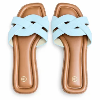 Woven Cross-Strap Flat Slide Sandals