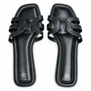 Looped Strap Flat Slide Sandals