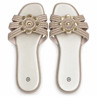 Sunburst Rhinestone Flat Slide Sandals