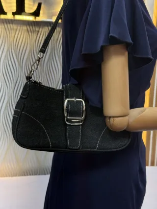 Denim Chain Buckle Bag