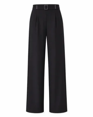 Stylish Midnight Black Straight-Leg Trousers