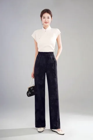 Comfort Desert Khaki & Midnight Black Straight-Leg Trousers