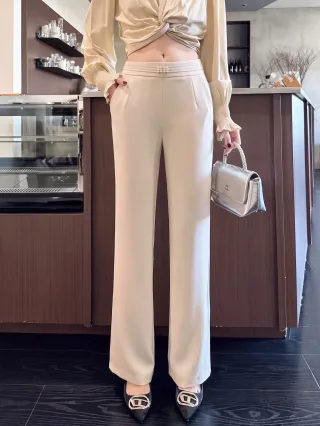 Stylish Moonlight Beige Flare Trousers