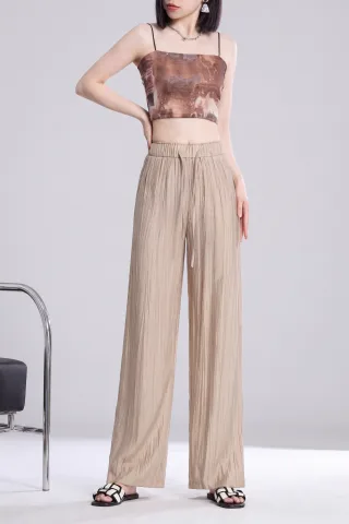Stylish Desert Khaki Wide-Leg Trousers