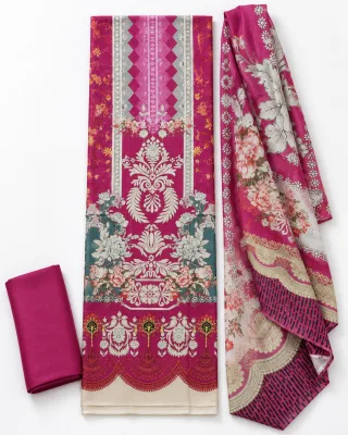 Zam Zam Magenta Damask Rose Chevron