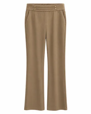 Stylish Tailored Trousers - Ivory Cream & Camel