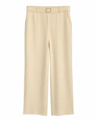 Trend Soft Beige Floor-Length Trousers