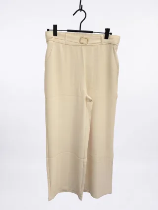 Trend Soft Beige Floor-Length Trousers