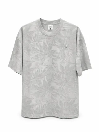 Men's Leaf Print Jacquard T-Shirt - Style 2667