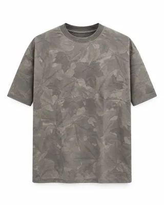 Men's Leaf Print Short Sleeve T-Shirt - Style 2669
